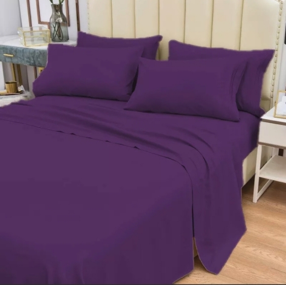 6 PCS Ultra Soft Cool Bamboo Sheet Set - King- Purple - Picture 3 of 12